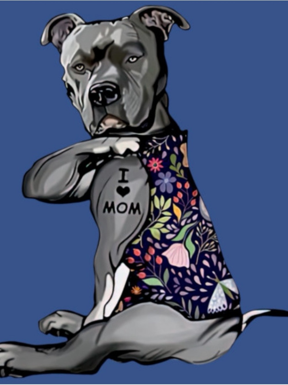 Tee Public Pitbull Navy Dog Tee - I ♥ Mom Design, Sz S